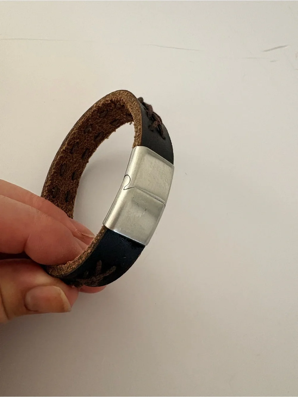 Brown Braided Leather Men's Bracelet